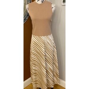 Ann Taylor Tan and White Maxi Dress